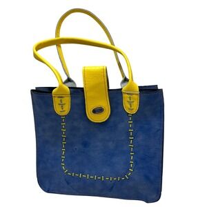 Stumble Stuff Minimalistic Leather Tote Blue Bayou Womens Handbag Purse NEW